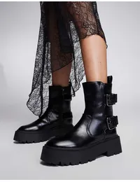 chunky biker boot in black from ASOS