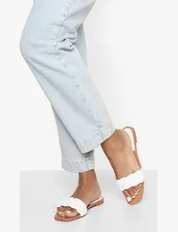 Womens Plait Detail Square Toe Mule Slider from boohoo