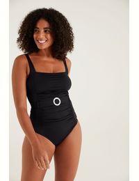 F F Women s Swim Suits belted black DealDoodle