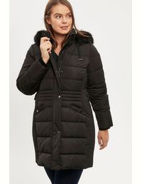 Curve Black Button Detailed Padded Coat from Next