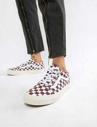 Burgundy Checkerboard Old Skool Trainers from ASOS
