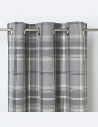Podor Grey Check Unlined Eyelet Curtain (W)167cm (L)228cm Single from B&Q