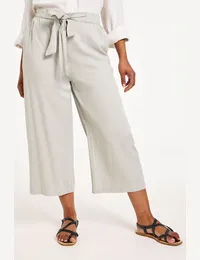Plain Wide Leg Elasticated Cropped Trousers from Bonmarché