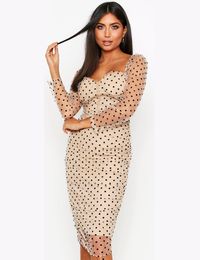 Womens polka dot mesh cupped midi dress from MissPap