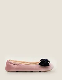 Pink Velvet Bow Slippers from Next