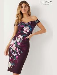 Lipsy maya print bardot dress hotsell