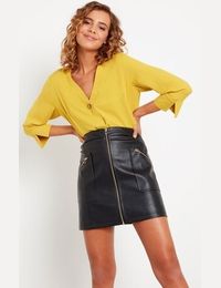 F&f yellow pleated skirt best sale