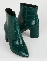 Dark Green Faux Croc Ankle Boots New Look Vegan from New Look
