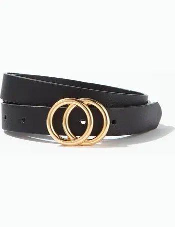 Black Leather-Look Double Circle Belt