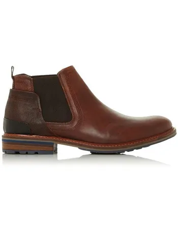 dune brown leather chelsea boots