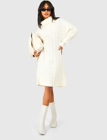 Cream Extreme Chunky Knitted Jumper Dress