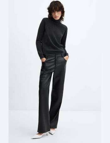 Mango Lille Faux Leather Trousers, Black, 6