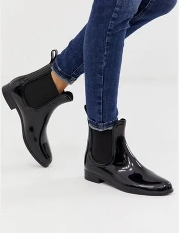 london rebel chunky chelsea welly in matte black