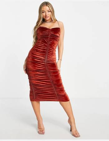 QUIRA contrasting-panel velvet gown - Red