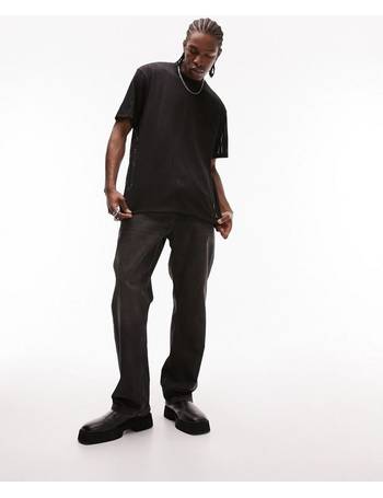 Topman oversized mesh long sleeve t-shirt in black