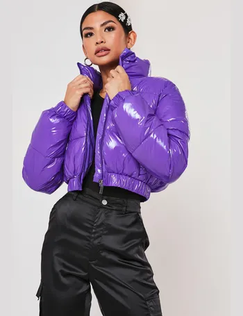 cropped puffer jacket purple