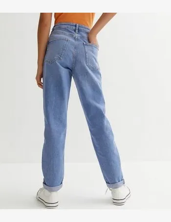 Girls Bright Blue Ripped High Waist Adalae Wide Leg Jeans