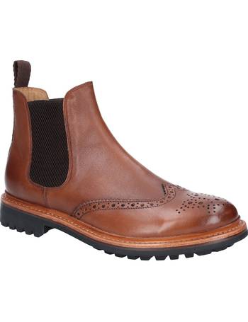 Cotswold Mens Cirencester Pull On Brogue Leather Chelsea Ankle Boots 