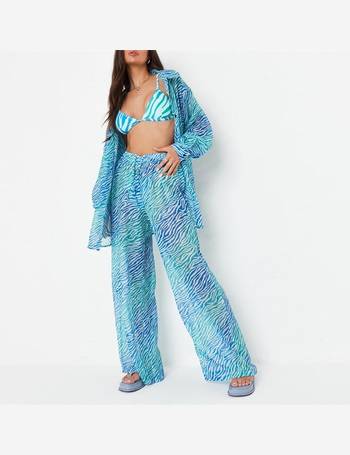 Missguided Co Ord Denim Print Flared Trousers