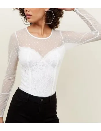 white lace bodysuit new look