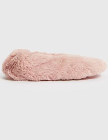 Pink Teddy Ballet Slippers In Wide E Fit