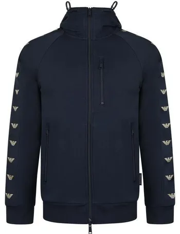 emporio armani chenille zip hooded sweatshirt