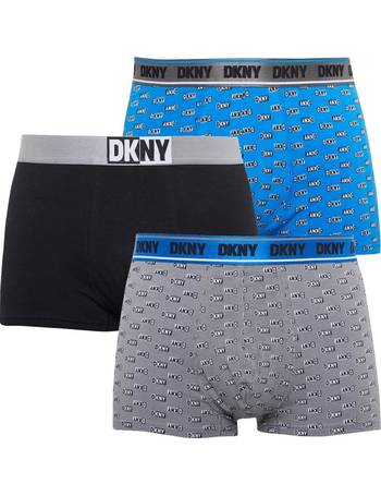 DKNY Men's Stretch Sport Boxer Brief 3-Pack - Black/Grey/Blue Stripe
