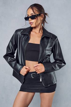 Misspap Leather Look Biker Jumpsuit