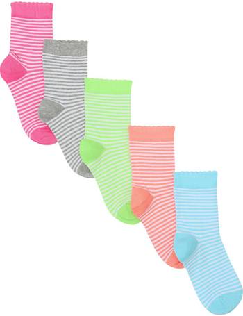 M&Co Teen Girls Trainer Socks Pack Of Five Coloured Sole