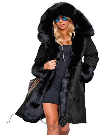 Biba Faux Fur Coats For Women Up, Black Hooded Fur Coat Womens