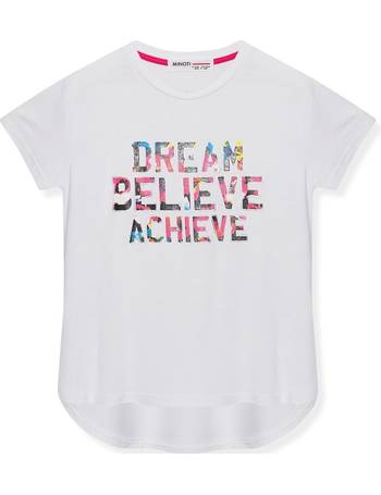 M&Co Girls Girl Power Striped Slogan T-Shirt with Short Sleeved and A Tie Front 