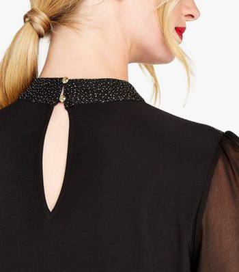 Black Satin V Neck Long Sleeve Frill Detail Midi Dress