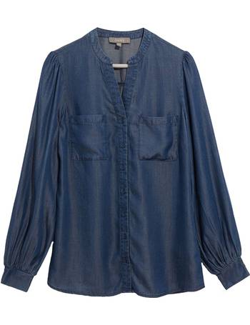 collarless denim shirt womens