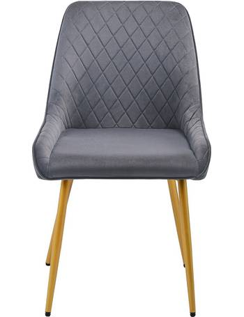 Duhome Set of 2 Dining Chair Fabric Dark Grey Padded Chair Retro Design with Metal Legs Colour Selection 8075C3 