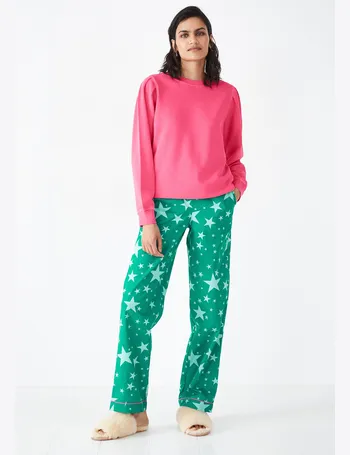 Joy Flannel Pyjamas, Star Print Pyjamas, Amber Star pink/red