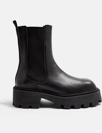 alpha black crocodile chunky leather chelsea boots