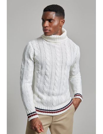 Chunky knit roll neck jumper clearance mens