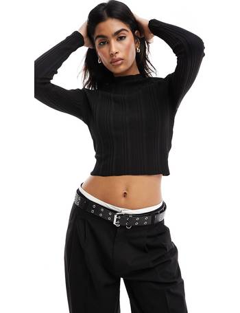 Pimkie cropped turtleneck jumper in black