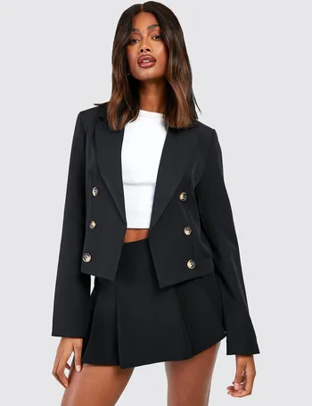 Plus Size Wool Blend Tailored Double Breasted Blazer