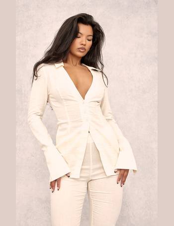 Shop PrettyLittleThing Women's White Linen Shirts up to 80% Off