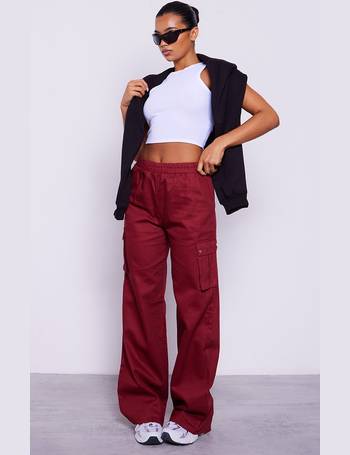 Charcoal Wide Leg High Waisted Cargo Trousers