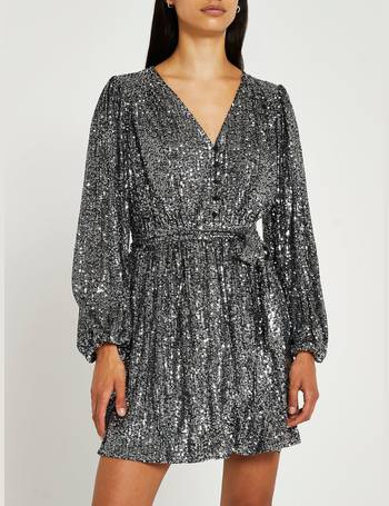 river island ruched sequin dress in multi