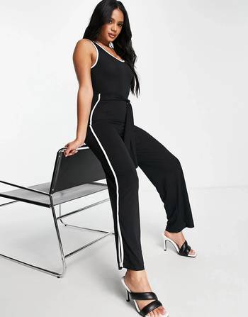 Love & Other Things Petite gym open back jumpsuit in navy