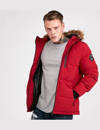 red coat with fur hood mens