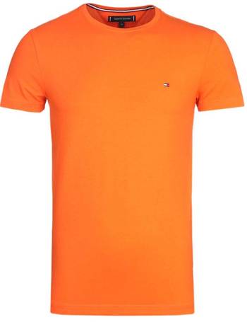 Tommy Hilfiger flag logo stretch slim fit T-shirt in peach