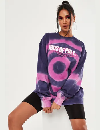 Playboy x missguided lilac tie outlet dye oversized crew neck sweatshir