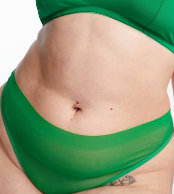 ASOS DESIGN Maddy clean mesh high waist thong in bright lime-Green