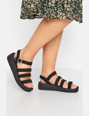 LIMITED COLLECTION Black Strappy Faux Leather Platform Block Heel Sandals