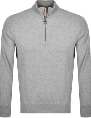 barbour half zip knit jumper grey