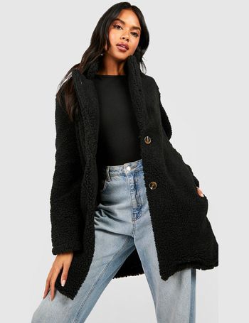 debenhams black teddy coat